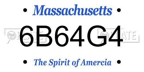 6B64G4 Massachusetts License Plate