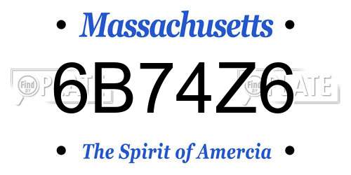 6B74Z6 Massachusetts License Plate