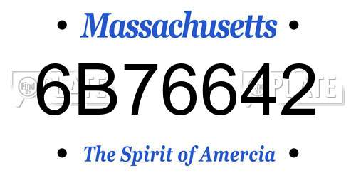 6B76642 Massachusetts License Plate