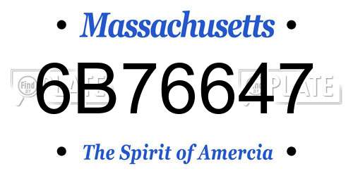 6B76647 Massachusetts License Plate