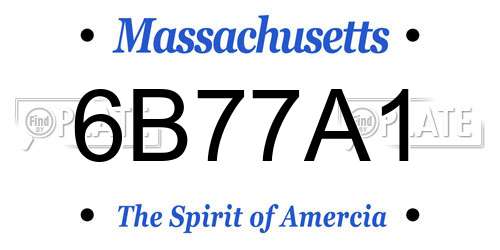 6B77A1 Massachusetts License Plate