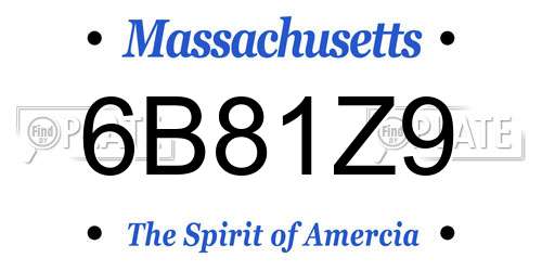 6B81Z9 Massachusetts License Plate