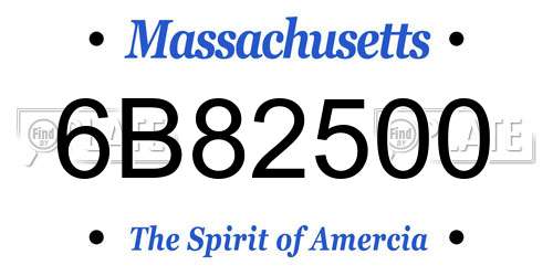 6B82500 Massachusetts License Plate