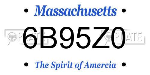 6B95Z0 Massachusetts License Plate