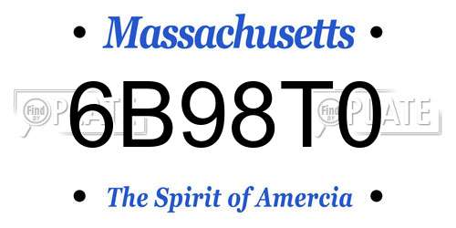 6B98T0 Massachusetts License Plate