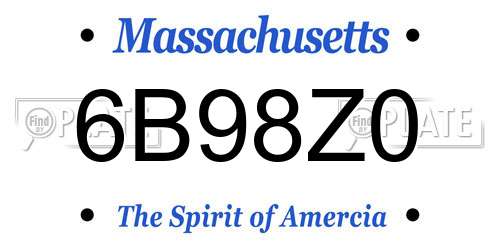 6B98Z0 Massachusetts License Plate