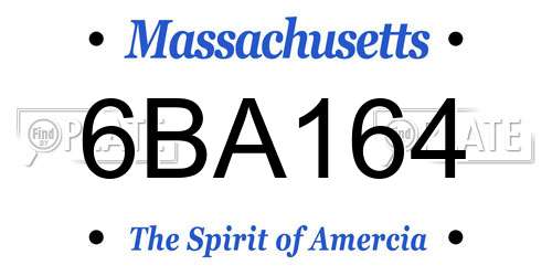 6BA164 Massachusetts License Plate