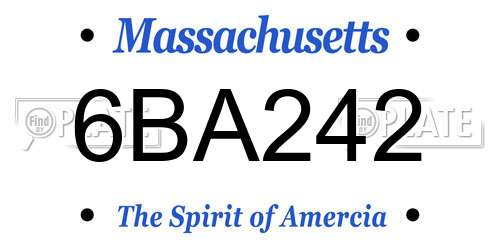 6BA242 Massachusetts License Plate