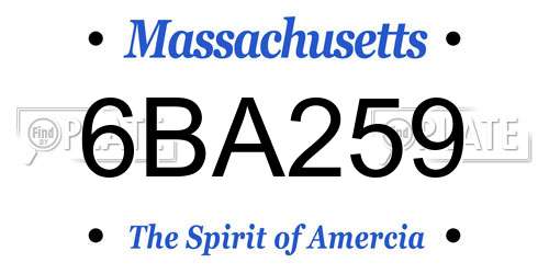 6BA259 Massachusetts License Plate