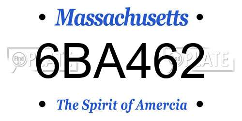 6BA462 Massachusetts License Plate