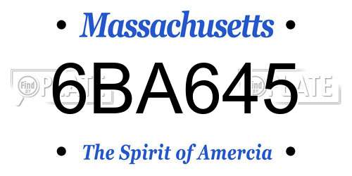 6BA645 Massachusetts License Plate