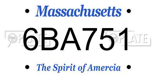 6BA751 Massachusetts License Plate