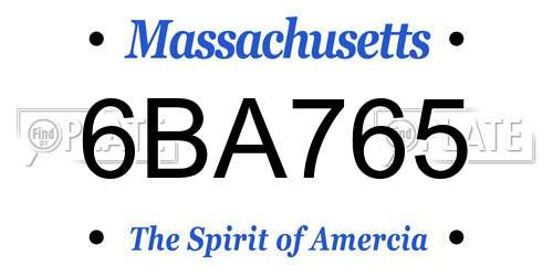 6BA765 Massachusetts License Plate