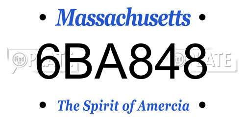 6BA848 Massachusetts License Plate