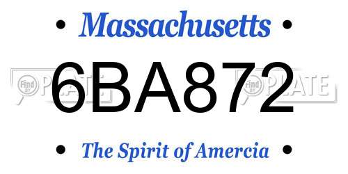 6BA872 Massachusetts License Plate