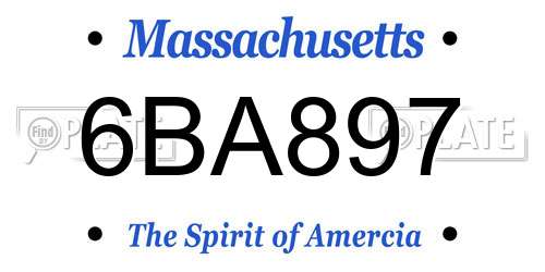 6BA897 Massachusetts License Plate
