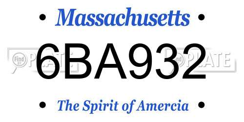 6BA932 Massachusetts License Plate