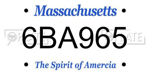 6BA965 Massachusetts License Plate