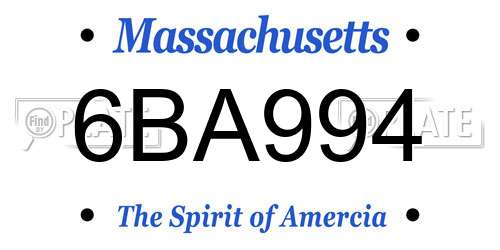 6BA994 Massachusetts License Plate