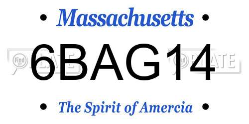 6BAG14 Massachusetts License Plate