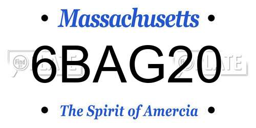 6BAG20 Massachusetts License Plate