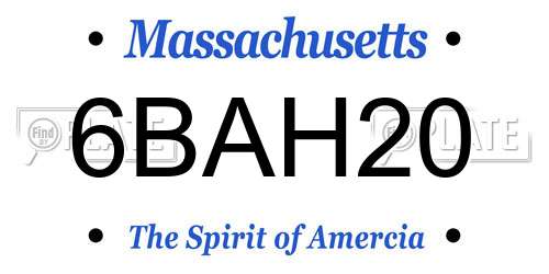 6BAH20 Massachusetts License Plate