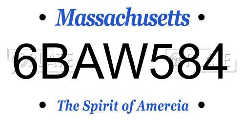 6BAW584 Massachusetts License Plate