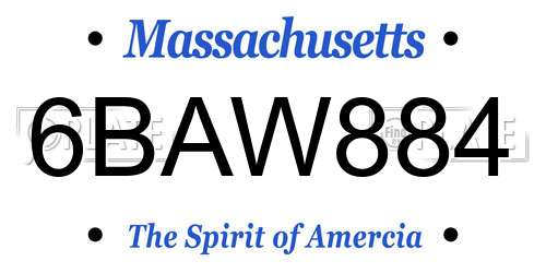 6BAW884 Massachusetts License Plate