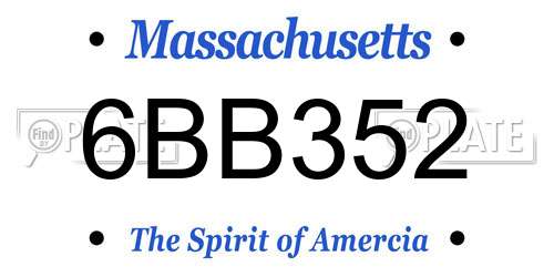 6BB352 Massachusetts License Plate