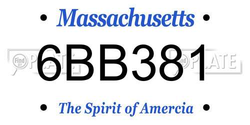 6BB381 Massachusetts License Plate