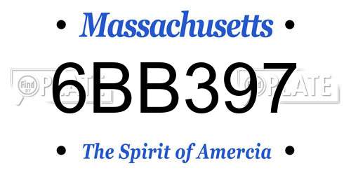 6BB397 Massachusetts License Plate