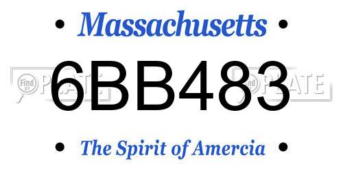 6BB483 Massachusetts License Plate