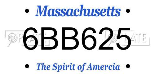 6BB625 Massachusetts License Plate