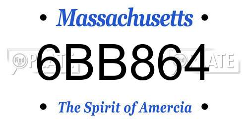6BB864 Massachusetts License Plate
