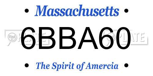 6BBA60 Massachusetts License Plate