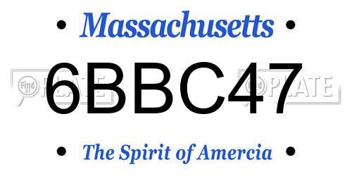 6BBC47 Massachusetts License Plate