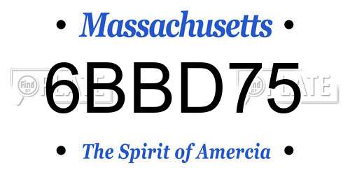 6BBD75 Massachusetts License Plate
