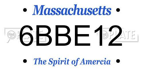 6BBE12 Massachusetts License Plate