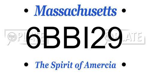 6BBI29 Massachusetts License Plate