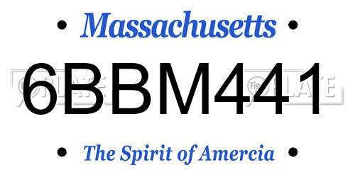 6BBM441 Massachusetts License Plate
