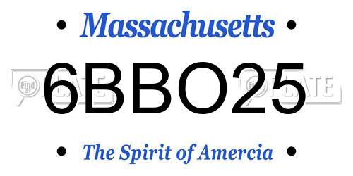 6BBO25 Massachusetts License Plate