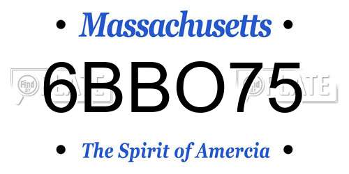 6BBO75 Massachusetts License Plate