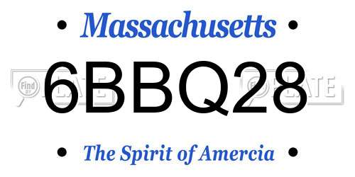 6BBQ28 Massachusetts License Plate