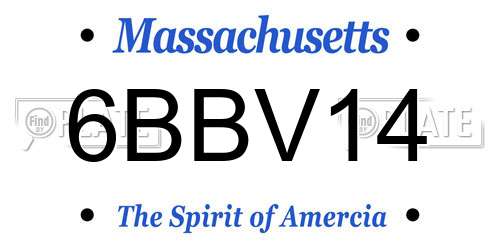 6BBV14 Massachusetts License Plate