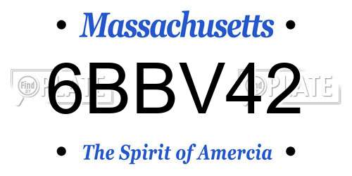 6BBV42 Massachusetts License Plate