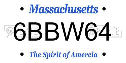 6BBW64 Massachusetts License Plate