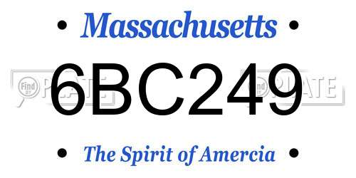 6BC249 Massachusetts License Plate