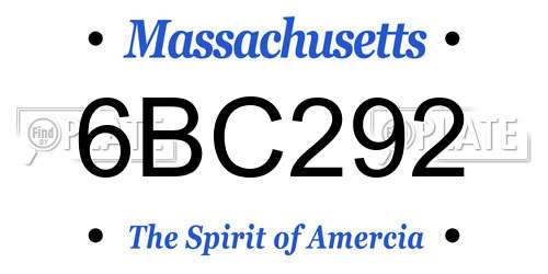 6BC292 Massachusetts License Plate