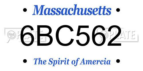 6BC562 Massachusetts License Plate