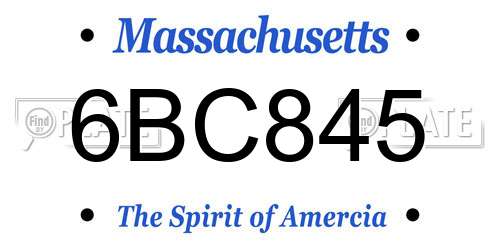 6BC845 Massachusetts License Plate